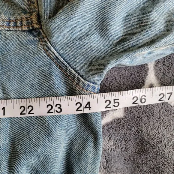 ZARA Womens Pullover Half Zip Collared Denim Jacket Size Small Blue Oversized - Picture 4 of 8